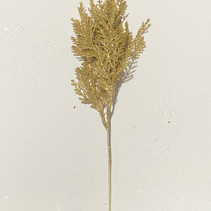 16" Gold Glitter Pine Bush for Christmas Decor