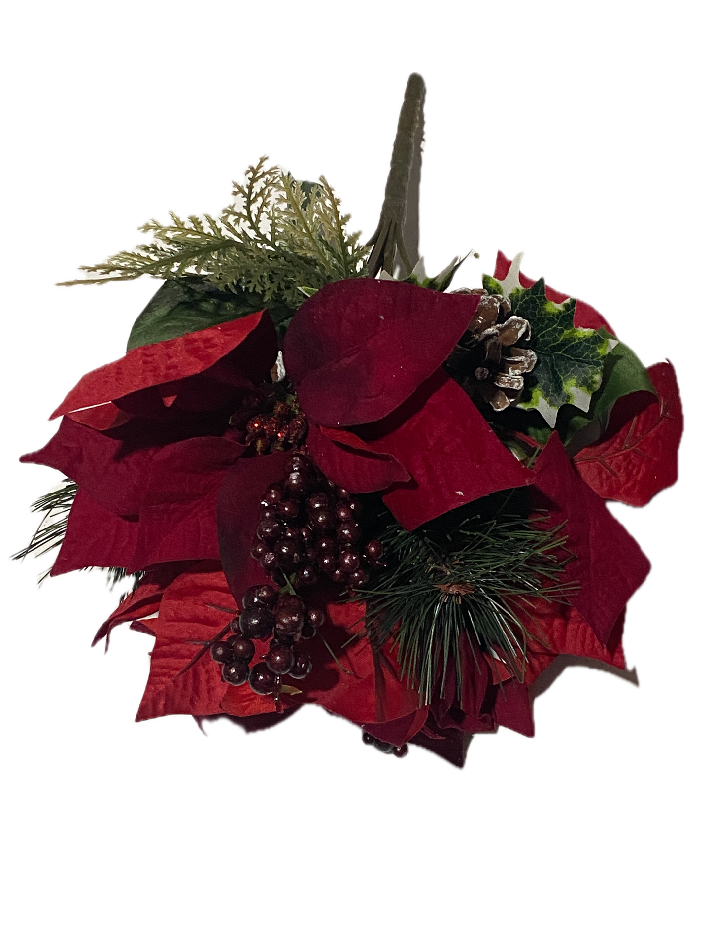 17" Red Poinsettia & Pine Mixed Bush by Ashland®