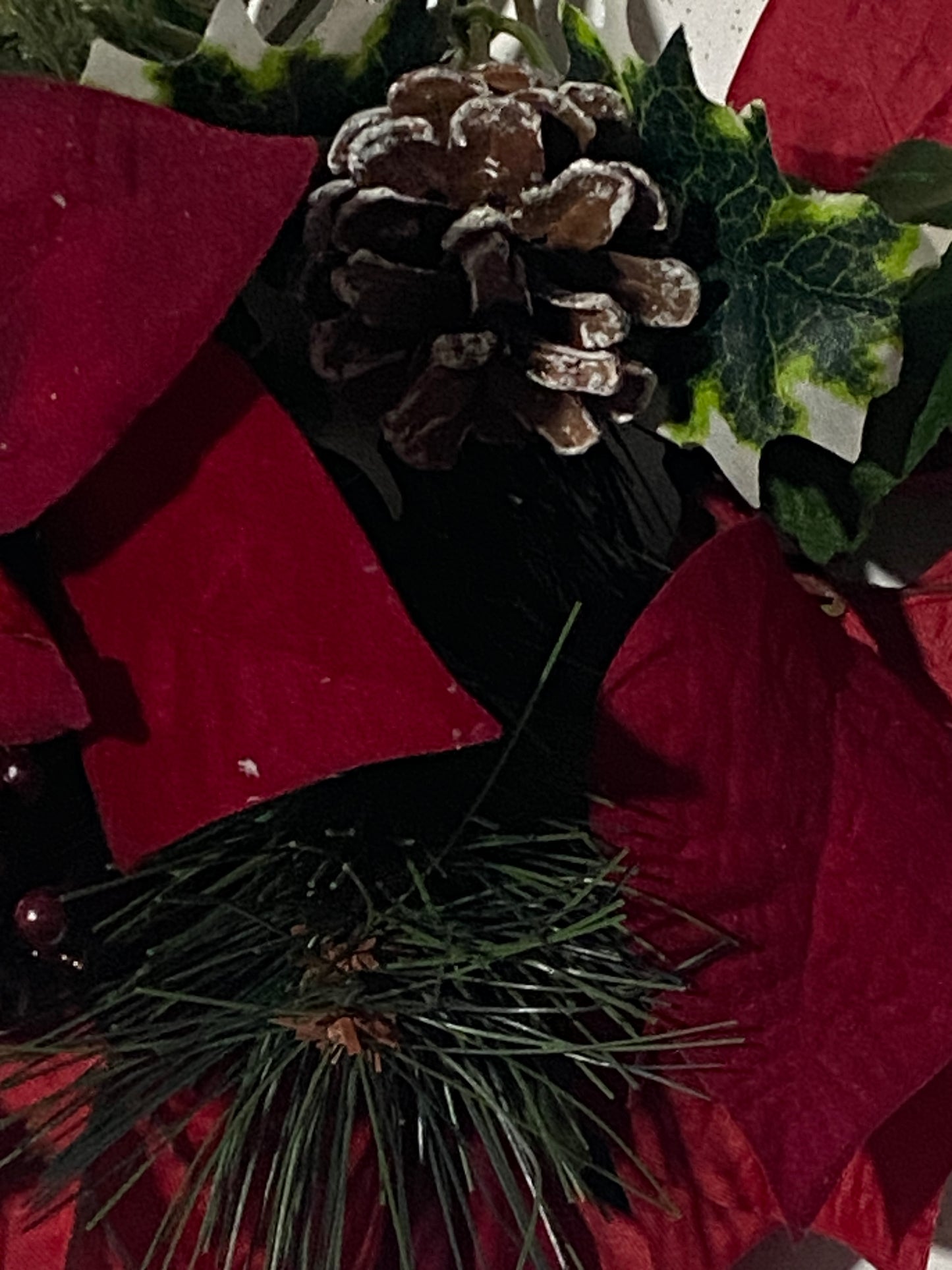 17" Red Poinsettia & Pine Mixed Bush by Ashland®