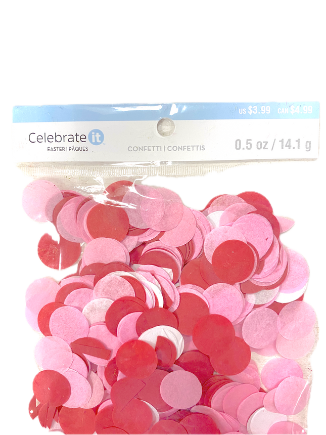 Celebrate it Bright Pink, Red, and White Tissue Paper Easter Confetti .5 oz