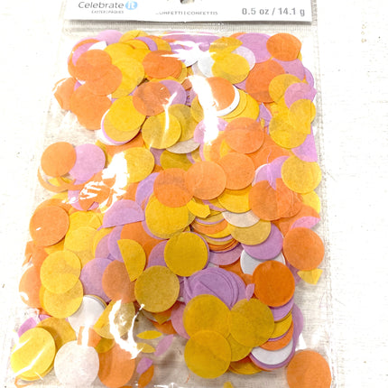Celebrate it Bright Orange, Purple and Yellow Tissue Paper Easter Confetti .5 oz