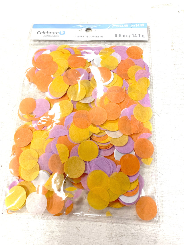 Celebrate it Bright Orange, Purple and Yellow Tissue Paper Easter Confetti .5 oz