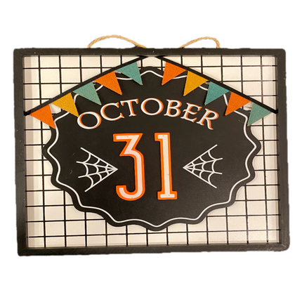 Ashland Wooden Halloween October 31 Wall Plaque Decor 13.5" X 13.5" X .5