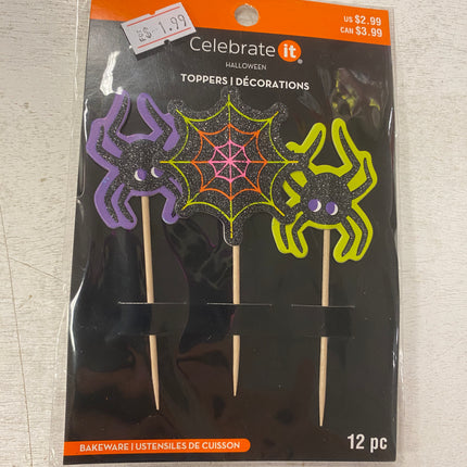 Halloween Spider Cupcake Toppers - Set of 6