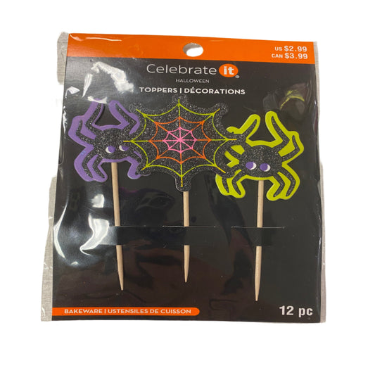Halloween Spider Cupcake Toppers - Set of 6