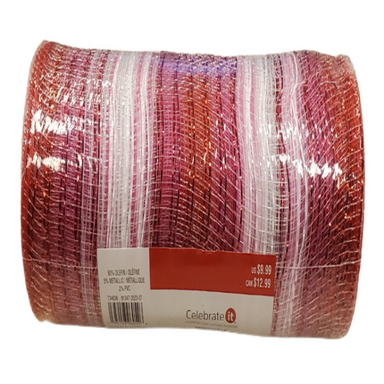 Valentine's Day Decorative Red, Pink, and White Mesh for Crafting 9.5in x 6yd