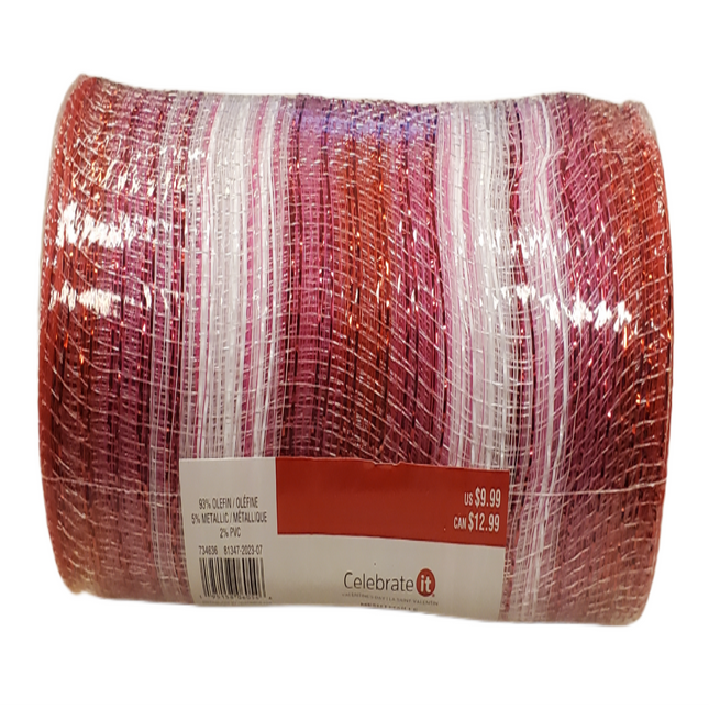 Valentine's Day Decorative Red, Pink, and White Mesh for Crafting 9.5in x 6yd