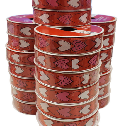 Valentine's Day Decorative Red, Pink, and White Hearts Ribbon 5/8"" x 3yd