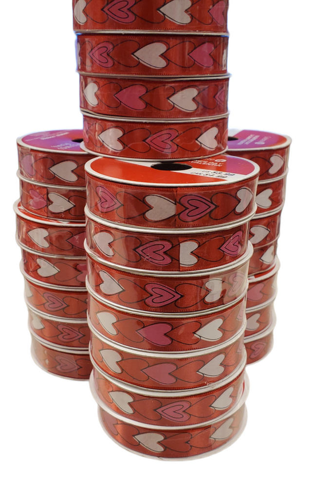 Valentine's Day Decorative Red, Pink, and White Hearts Ribbon 5/8"" x 3yd