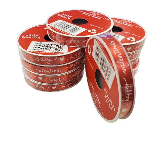 Valentine's Day Decorative Red Happy Valentines Day Ribbon 3/8in x 3yd