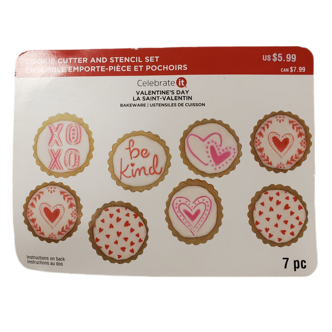 Valentine's Day 7-Pc Cookie Cutter & Stencil Set