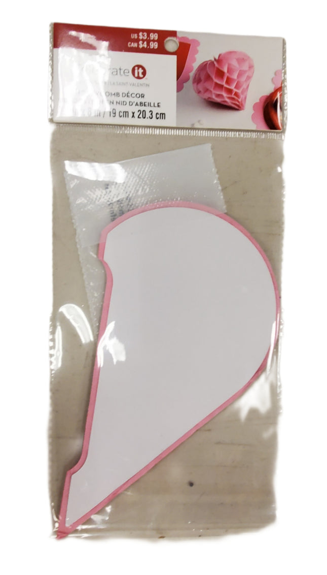 Pink Easter Honeycomb Heart Decor 7.5x8"