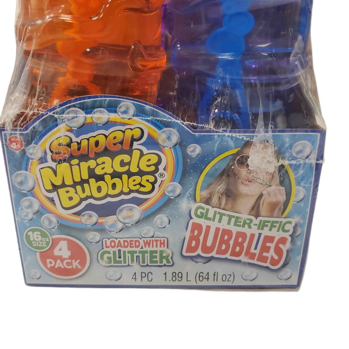 SUPER MIRACLE BUBBLES LOADED WITH GLITTER 4-PACK