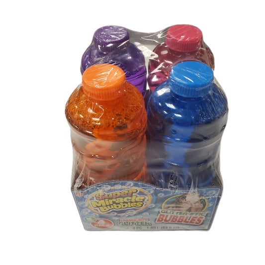 SUPER MIRACLE BUBBLES LOADED WITH GLITTER 4-PACK