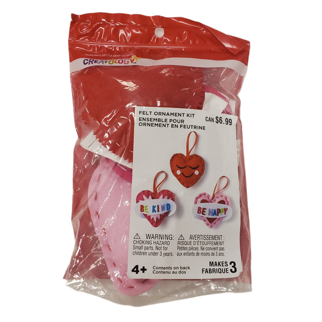 Valentine's Day Felt Ornament Kit - Makes 3