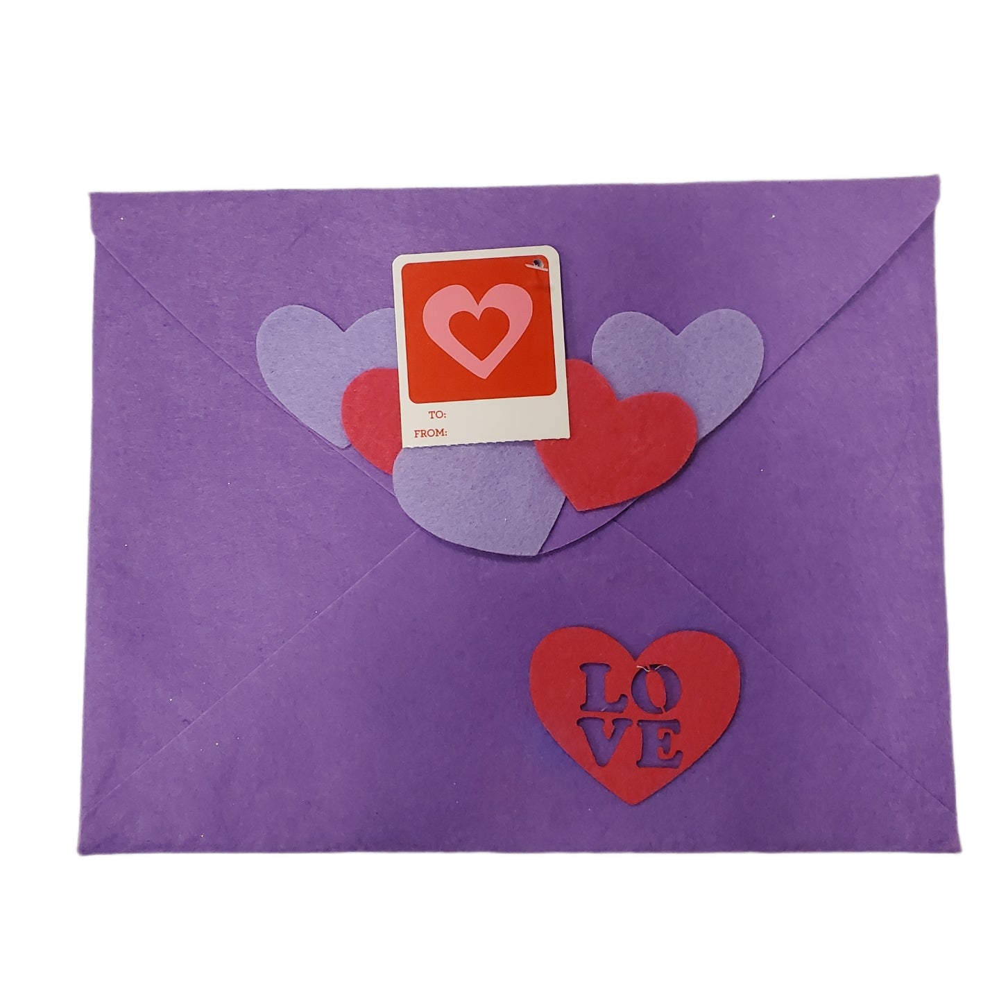 VALENTINE'S DAY FELT ENVELOPE PURPLE 9 X 12 in VELCRO SEAL