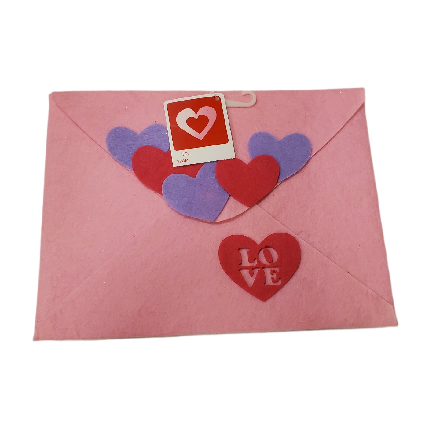 VALENTINE'S DAY FELT ENVELOPE PINK 9 X 12 in VELCRO SEAL