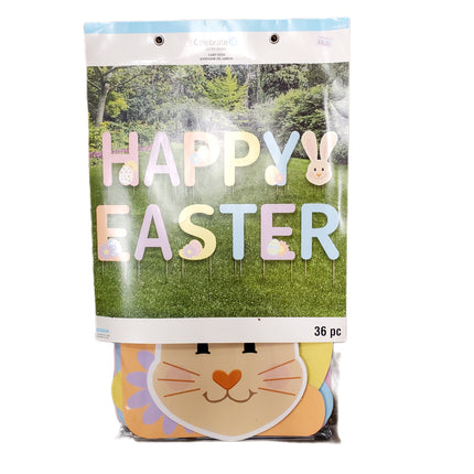 Happy Easter 36-Piece Yard Sign Set with Bunny Shape