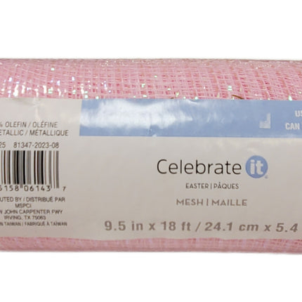 Pink Sparkle Easter Mesh 9.5in x 18ft - Home Decor