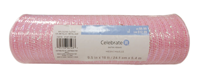 Pink Sparkle Easter Mesh 9.5in x 18ft - Home Decor