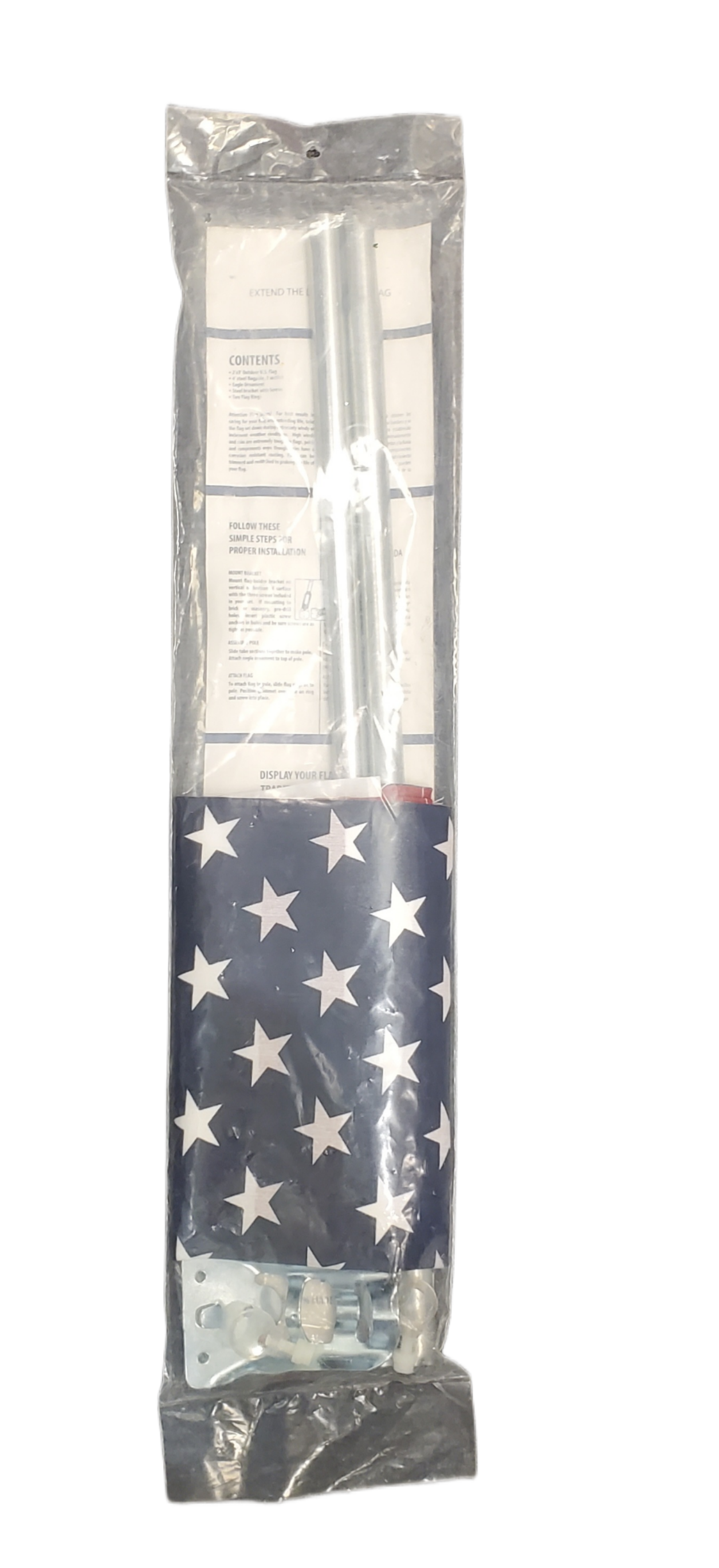 U.S. FLAGPOLE SET 2' X 3' MADE IN AMERICA 4' STEEL POLE 2-pc