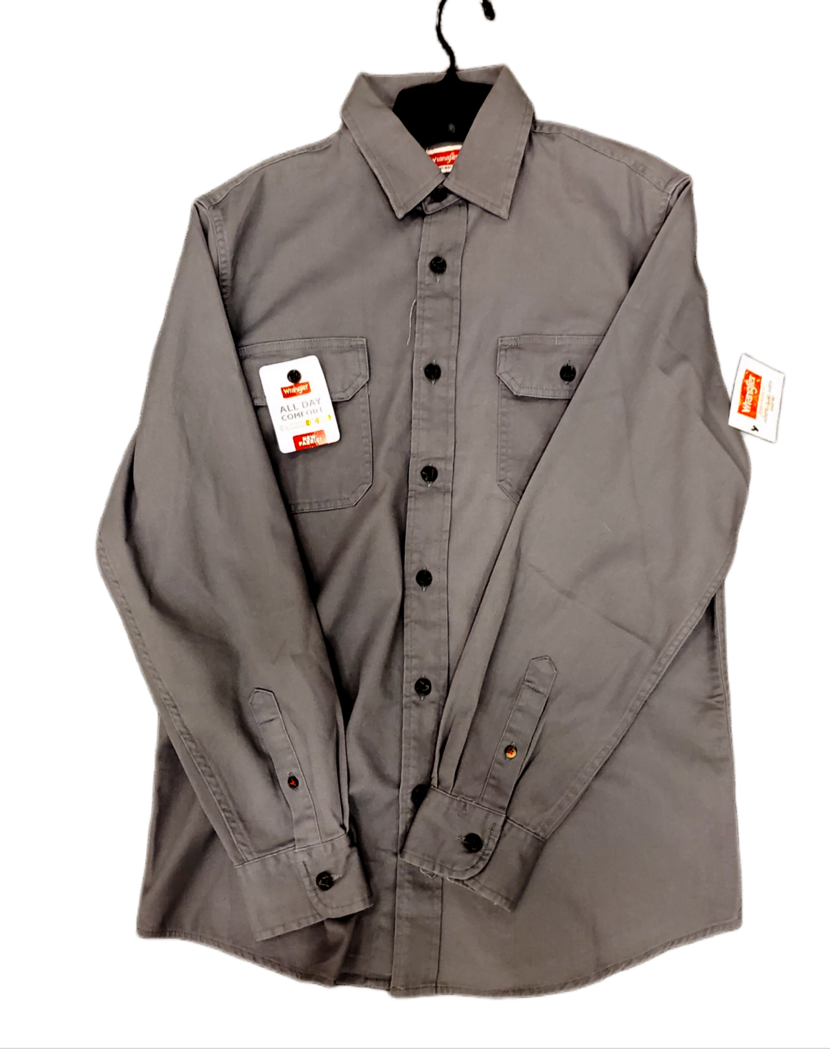 WRANGLER ALL DAY COMFORT FLEX  BOTTON UP SHIRT GREY