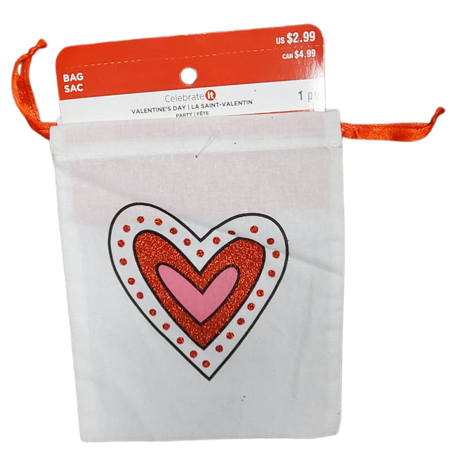 Valentine's Day Drawstring Gift Bag 6.5"x5.25"