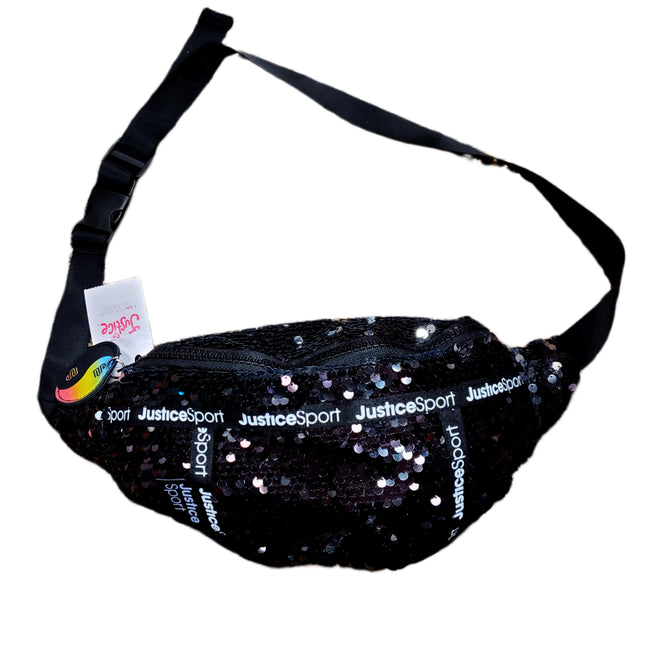 Justice Fanny Pack Sports Girls Black Flip Sequin Fanny Pack