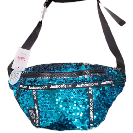 Justice Fashion Sports Girls Blue Flip Sequin Waist Fanny Pack Sling Purse