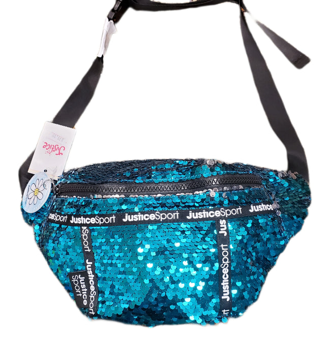 Justice Fashion Sports Girls Blue Flip Sequin Waist Fanny Pack Sling Purse