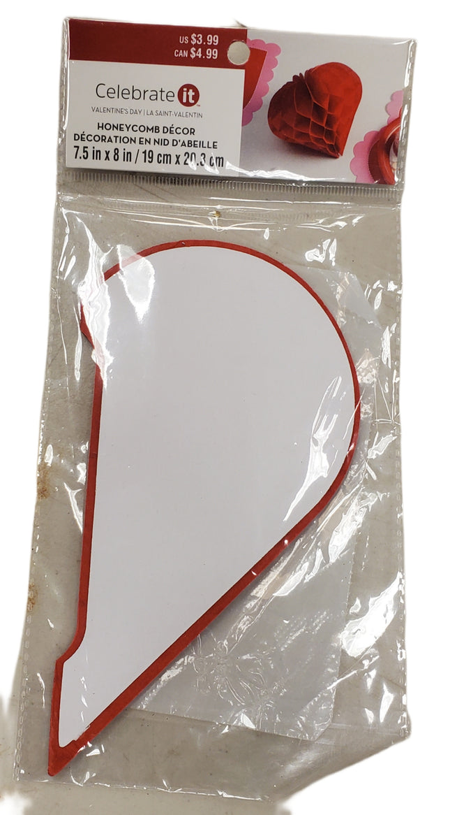 Red Honeycomb Heart Easter Decor 7.5x8"