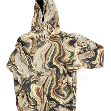 Oversize Hoodie Green Camo Swirl 30/32 Heavy Duty