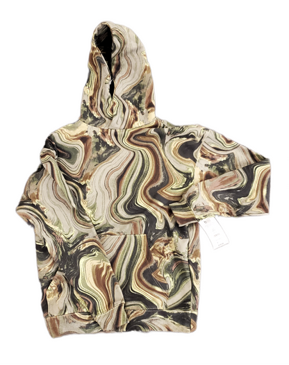 Oversize Hoodie Green Camo Swirl 30/32 Heavy Duty