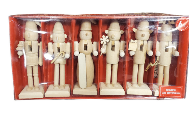 MAKE MARKET DIY MINI WOOD NUTCRACKERS 6-pc CHRISTMAS