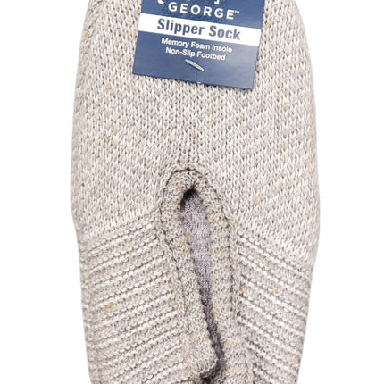 Memory Foam Grey, and White and Tweed Slipper Socks with Non-Slip Footbed