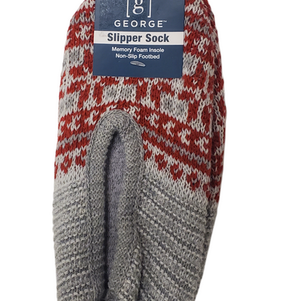 Memory Foam Insole Slipper Socks with Non-Slip Footbed