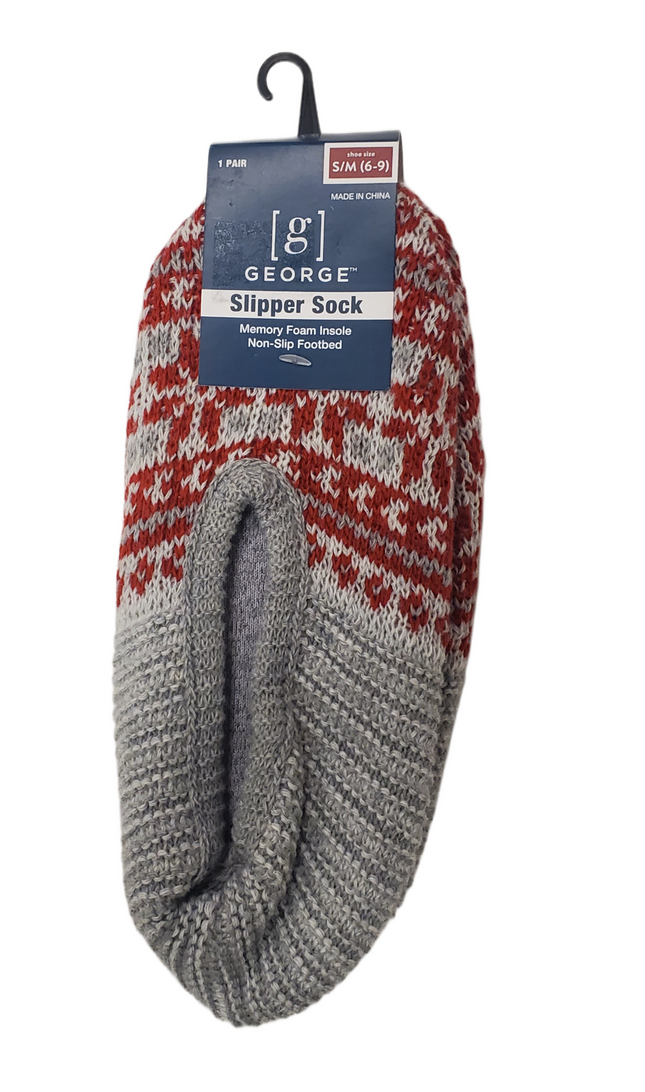 Memory Foam Insole Slipper Socks with Non-Slip Footbed