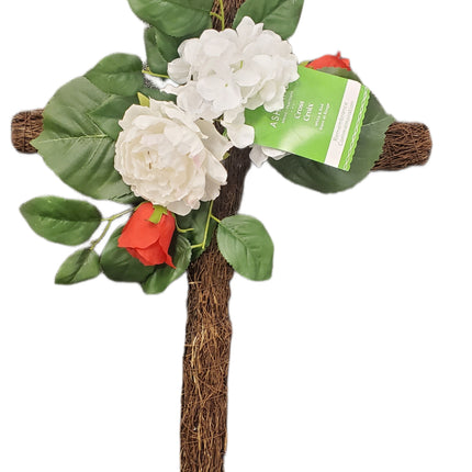 19x32 White & Red Remembrance Cross Decor
