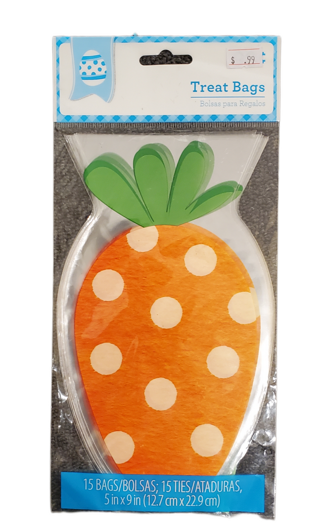 Carrot-Shaped Easter Treat Bags 5x9in - 15 Pack