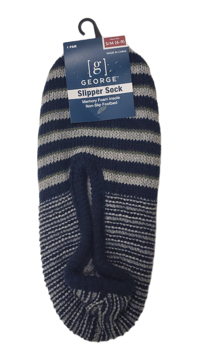 SLIPPER SOCKS, MEMORY FOAM INSOLE NON-SLIP FOOTBED