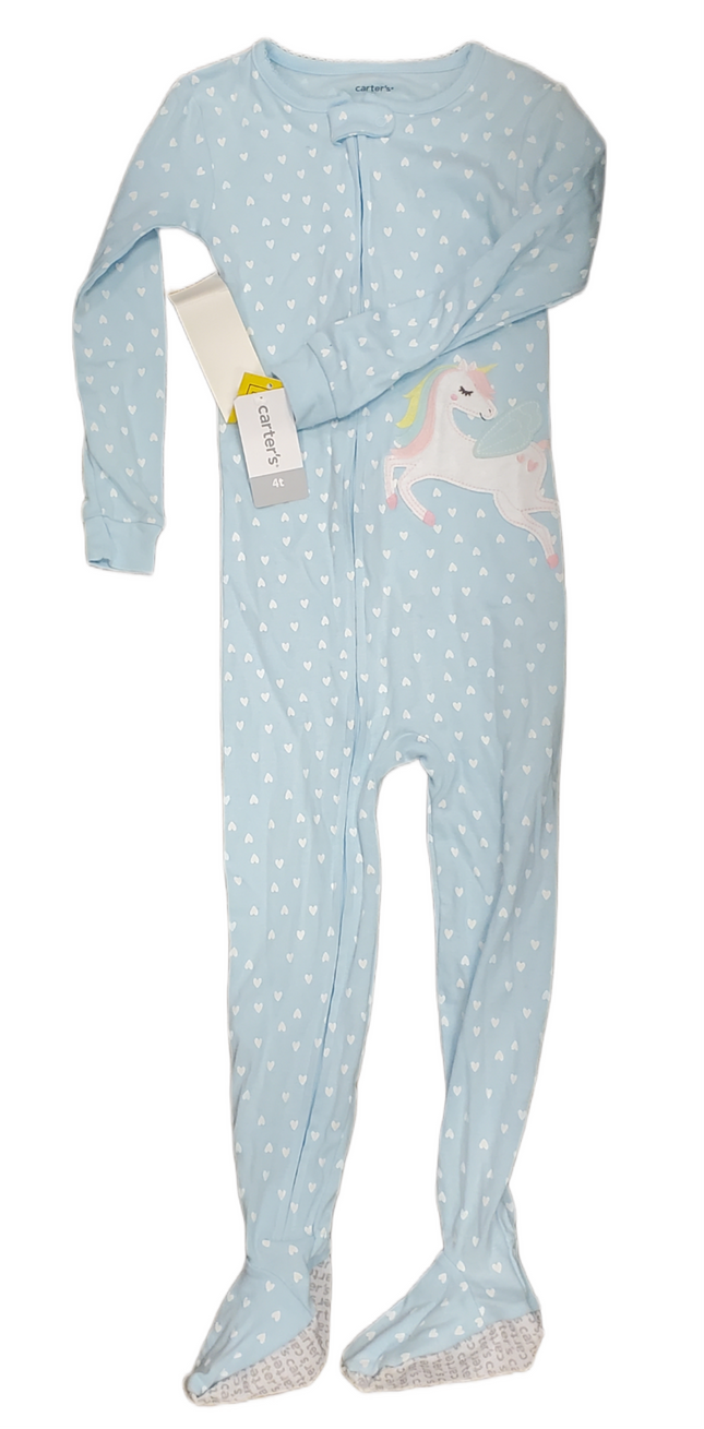 Carter's Unicorn Light Blue Sleepwear 4T with Hearts
