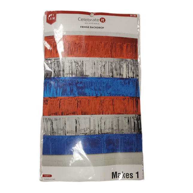 Celebrate It Party Fringe Backdrop 6ft – Red White Blue