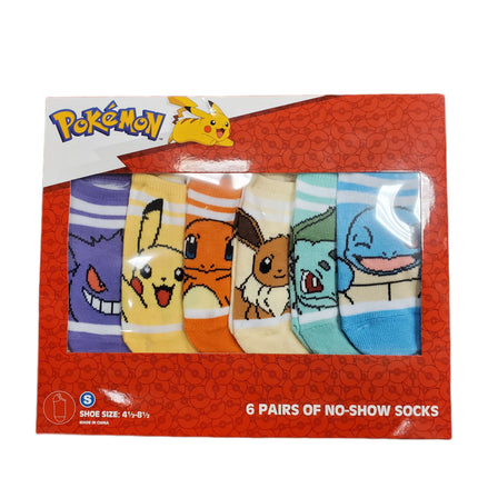 Pokemon No-Show Socks 6-Pack Size Large