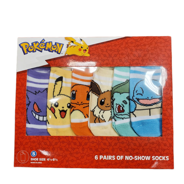 Pokemon No-Show Socks 6-Pack Size Medium