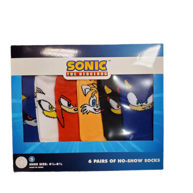Sonic No-Show Socks 6-Pack Size Small