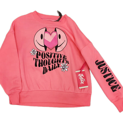 JUSTICE DESIGNER FLEECE CREW SWEATSHIRT S (7-8)
