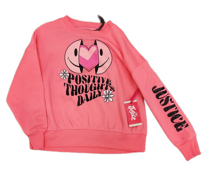 JUSTICE DESIGNER FLEECE CREW SWEATSHIRT S (7-8)