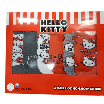 Hello Kitty No-Show Socks 6-Pack Size Small