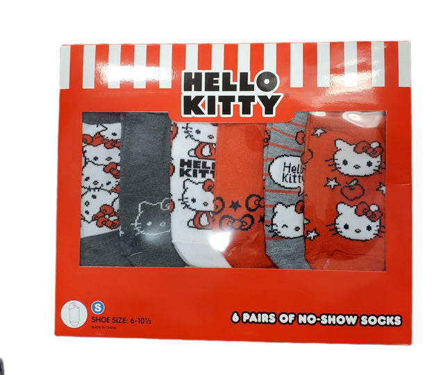 Hello Kitty No-Show Socks 6-Pack Size Small