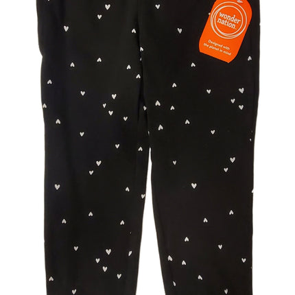 Wonder Nation Fleece Pants Black Hearts XS 4/5